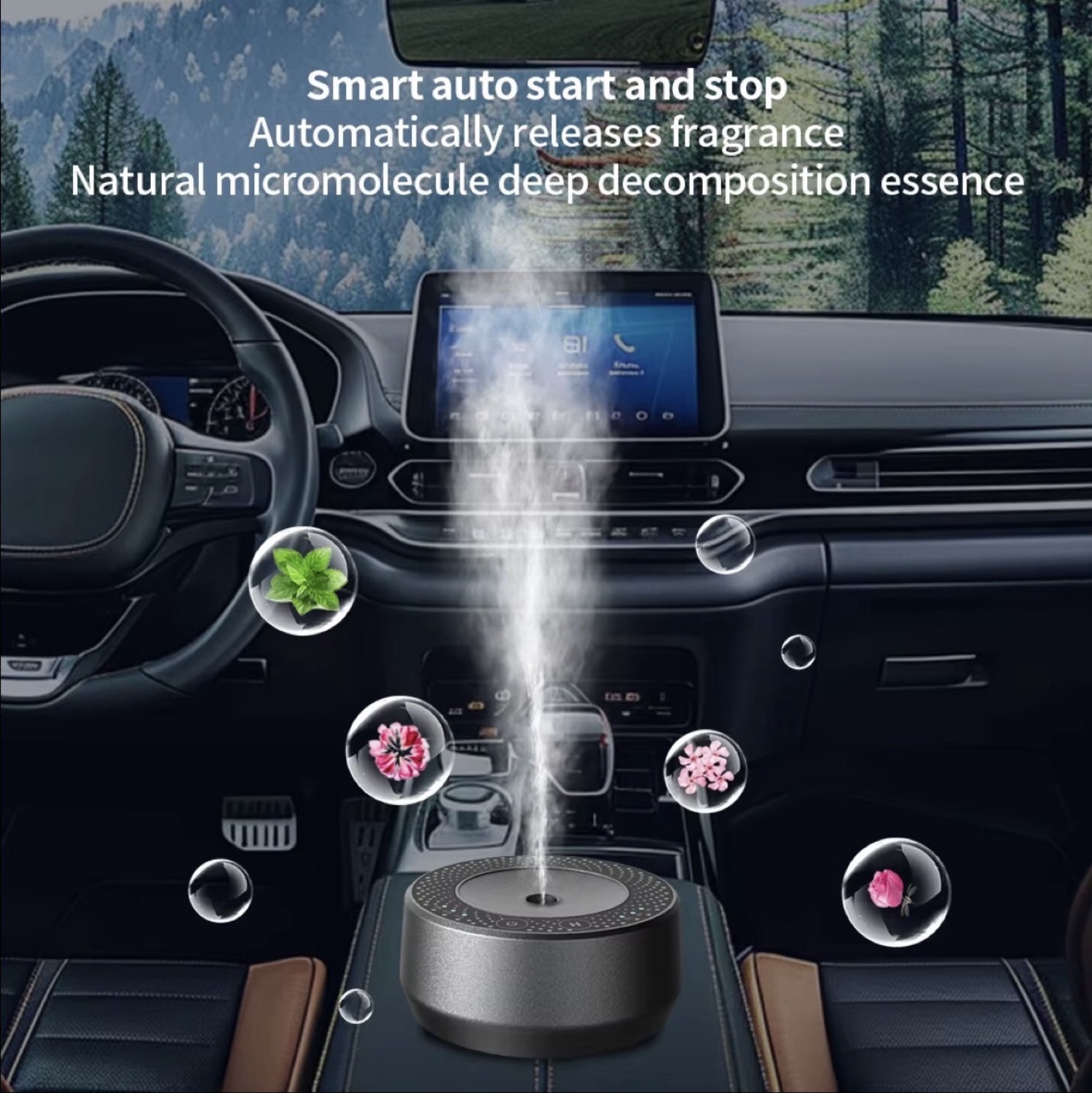 Atomised fragrance in cabin